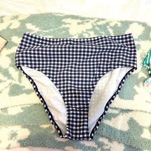 J.Crew Gingham High Waisted Bikini Bottoms, Medium